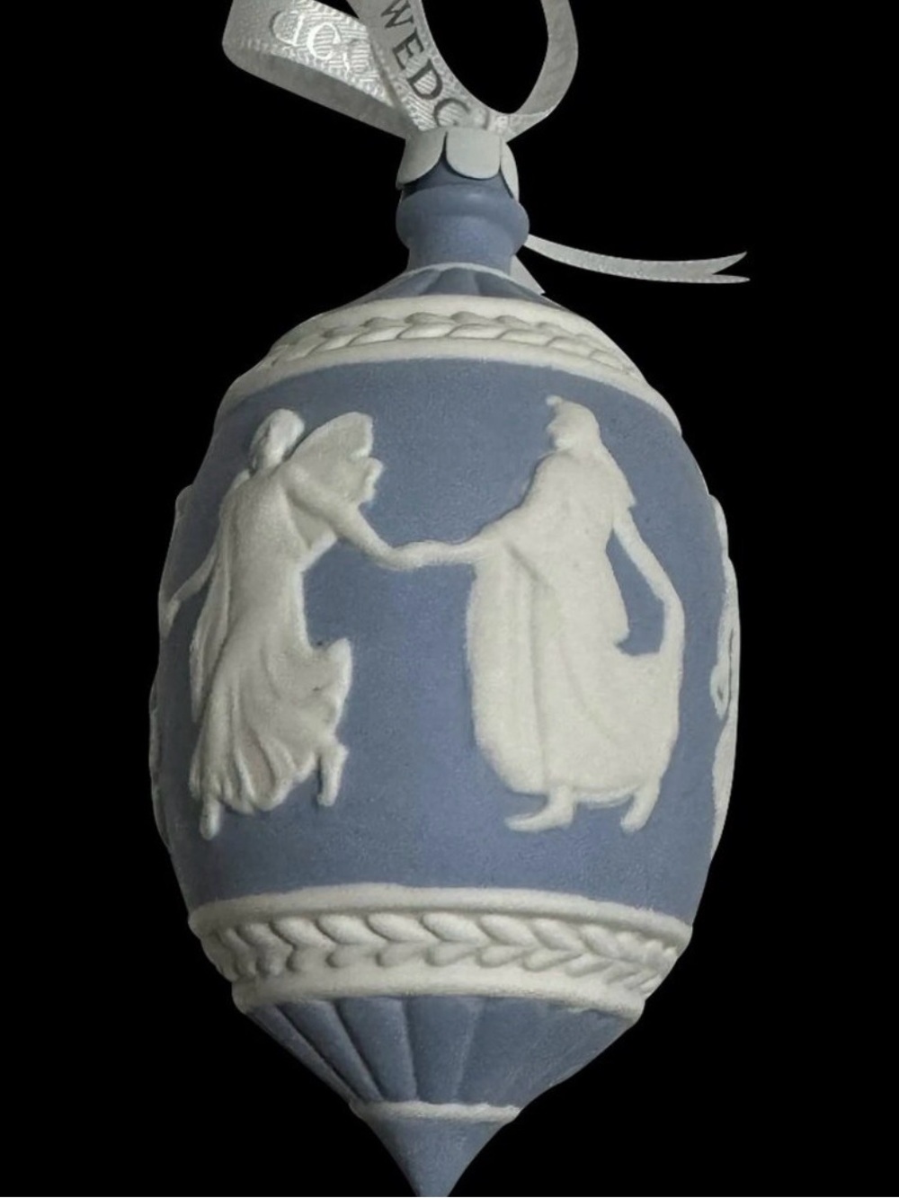 Wedgwood Jasperware Neoclassical Oval Christmas Ornament in original box